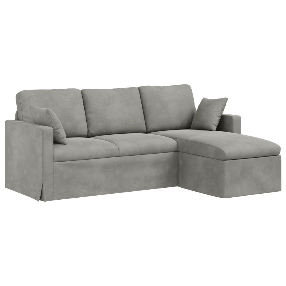 Canapé gris clair 198 x 134 x 80 cm velours