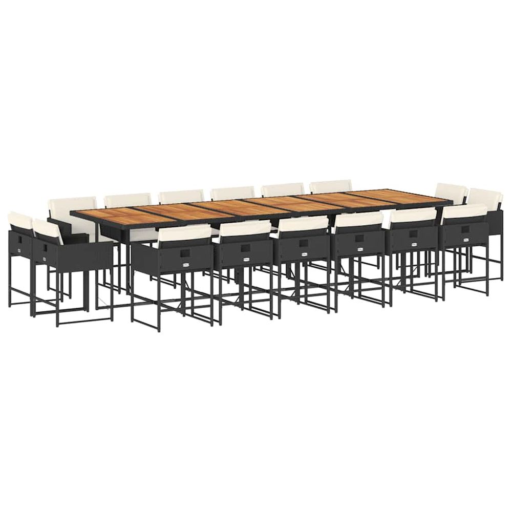 Ensemble à manger de jardin 17 pcs coussins noir résine tressée
