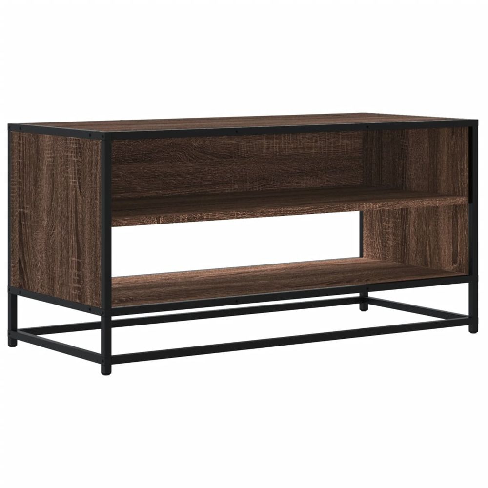 Meuble tv chêne marron 91x40x46 cm bois d'ingénierie et métal