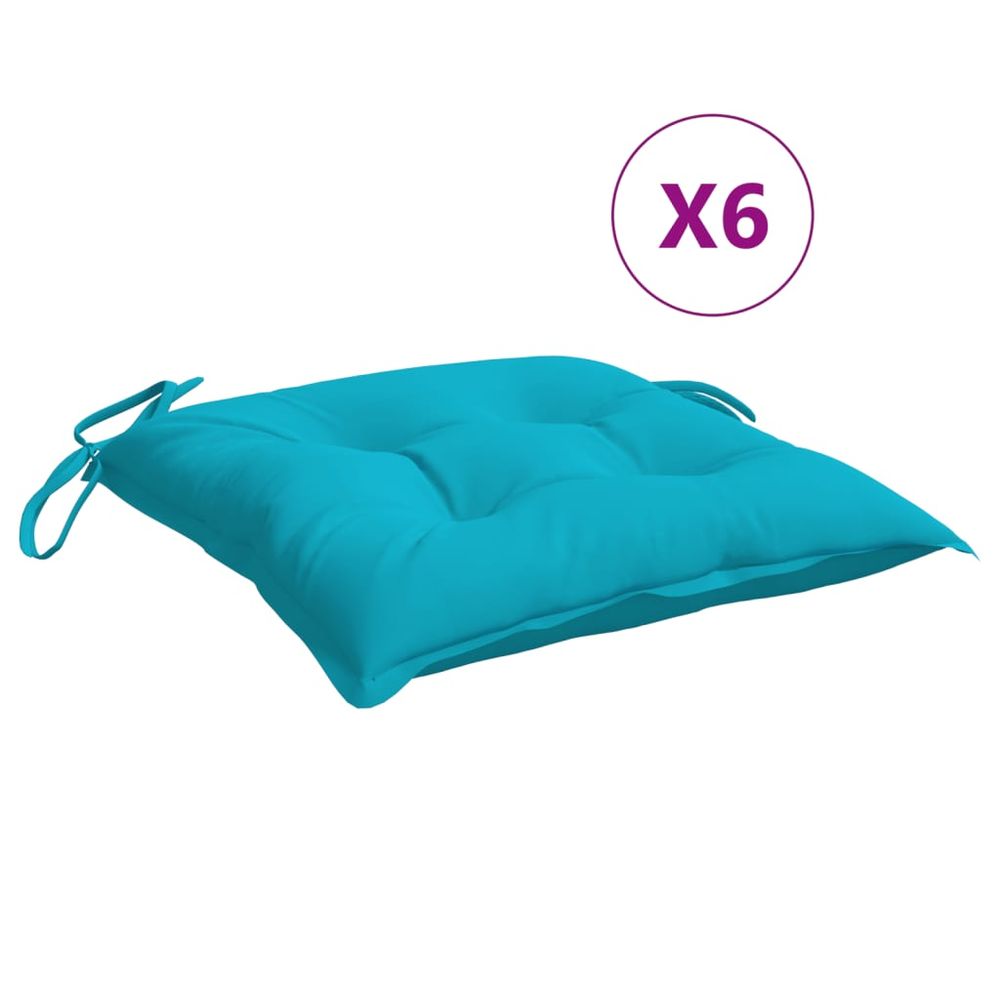 Coussins de chaise lot de 6 turquoise 40x40x7 cm tissu