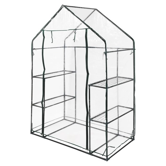 Serre avec 4 étagères 143x73x195 cm transparent et noir
