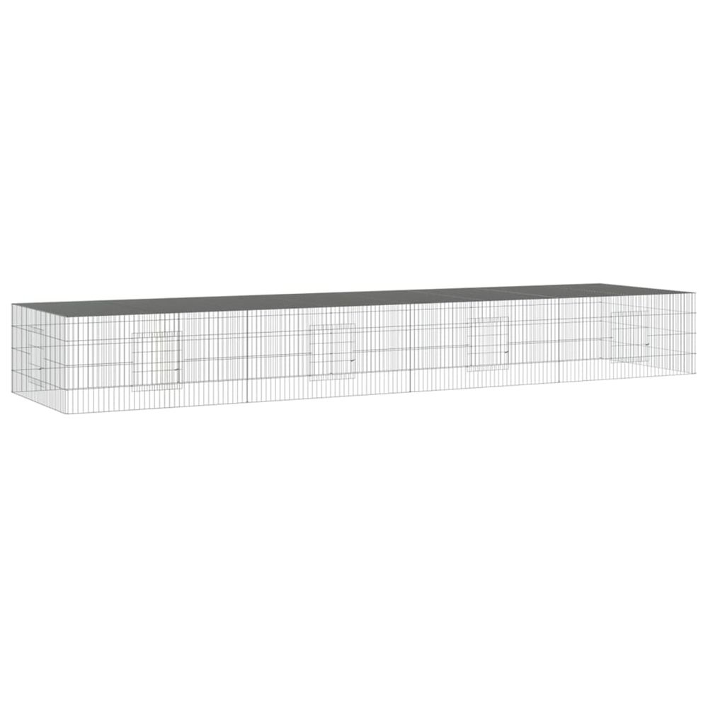 Cage à lapin 4 panneaux 433x109x54 cm fer galvanisé