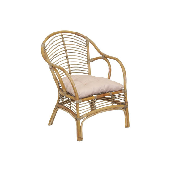 Fauteuil en rotin marron + coussin