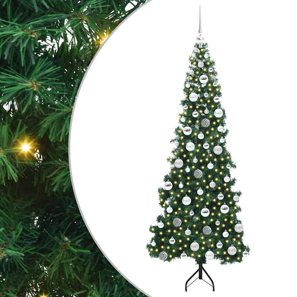 Arbre de noël artificiel d'angle vert 180 cm pvc et métal