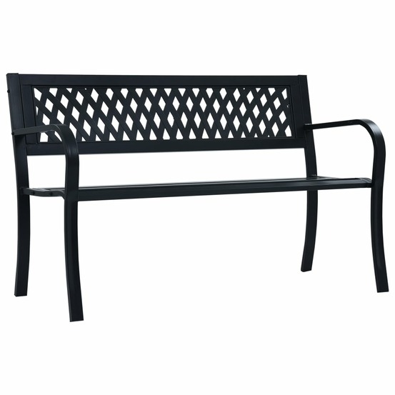 Banc de jardin meuble de patio d'extérieur terrasse noir 120 cm acier