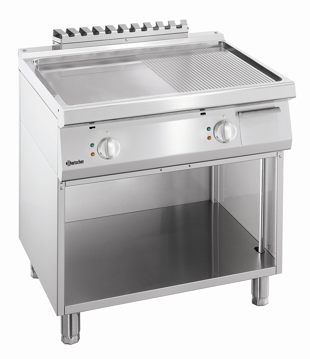 Plaque à snacker electrique - 1/2 lisse 1/2 rainurée - soubassement ouvert - bartscher