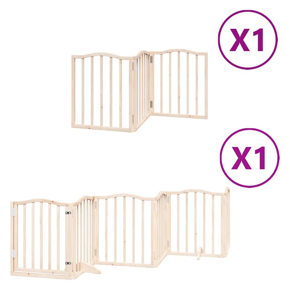 Barrière pour chiens avec porte pliable 9panneaux bois peuplier