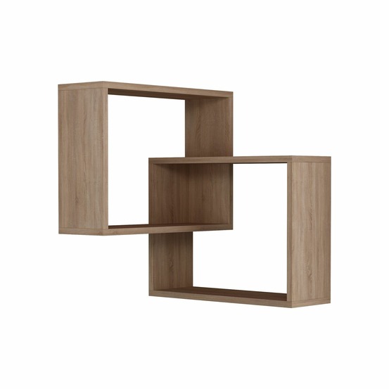 Etagère murale d'angle carrée en bois - marron