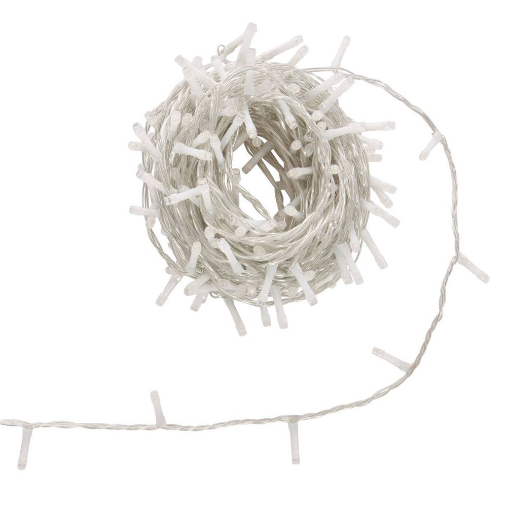 Guirlande lumineuse d'extérieur 15 m 200 led blanc froid fil transparent 13 fonctions avec minuteur sur secteur