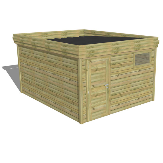 Abri de jardin bois pin traité autoclave 27mm - 3,44x4,34m / 15m2 - bac acier - abri français