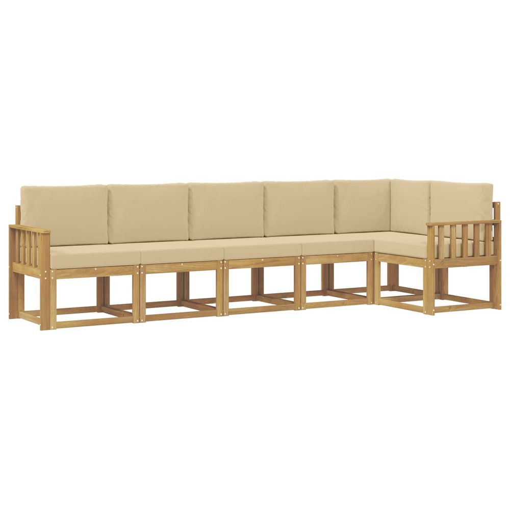 Ensemble de canapés d'extérieur 6 pc blanc et beige polyester