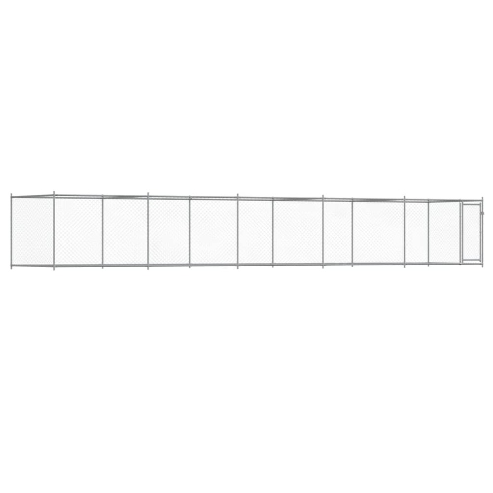 Cage pour chien avec porte 10 x 2 x 1,5 m acier galvanisé gris