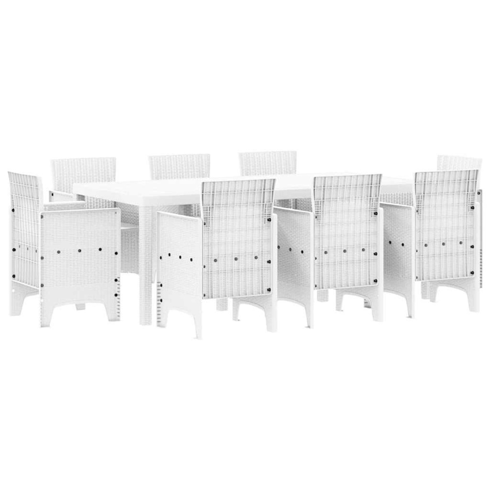 Ensemble de salle à manger pour jardin 9 pcs blanc rattan polt