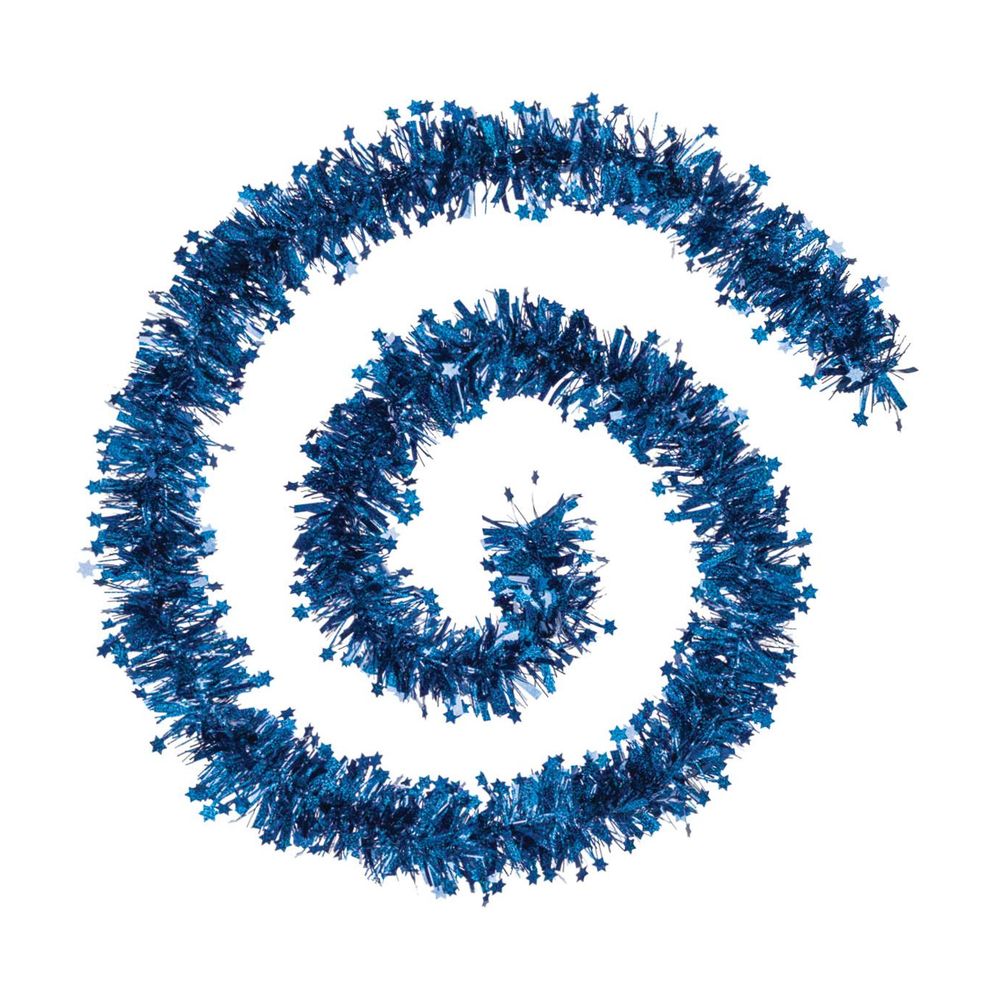 Guirlande de noël large 10 cm avec étoiles laser bleu acier longueur 2 mètres