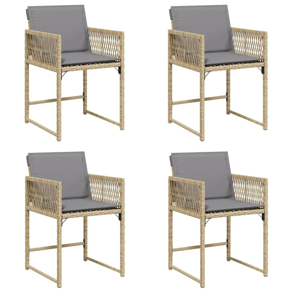 Chaises de jardin avec coussins lot de 4 mélange beige