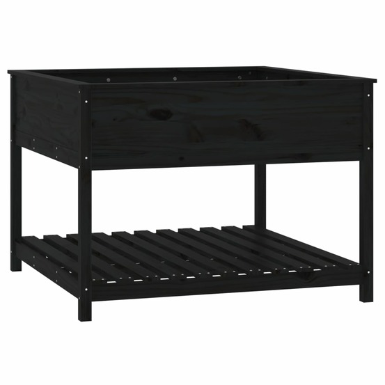 Jardinière et étagère noir 111,5x111,5x81 cm bois massif de pin