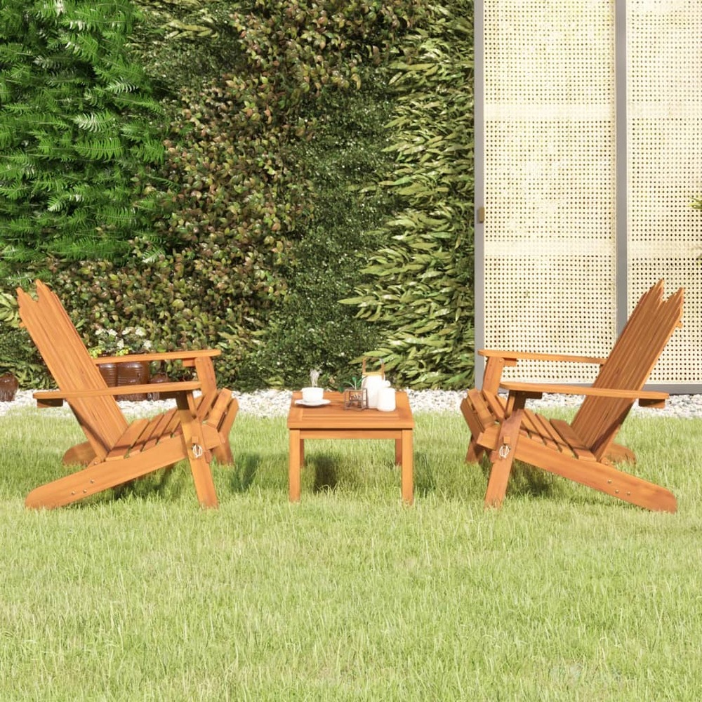 Ensemble de salon de jardin adirondack 3 pcs bois acacia solide