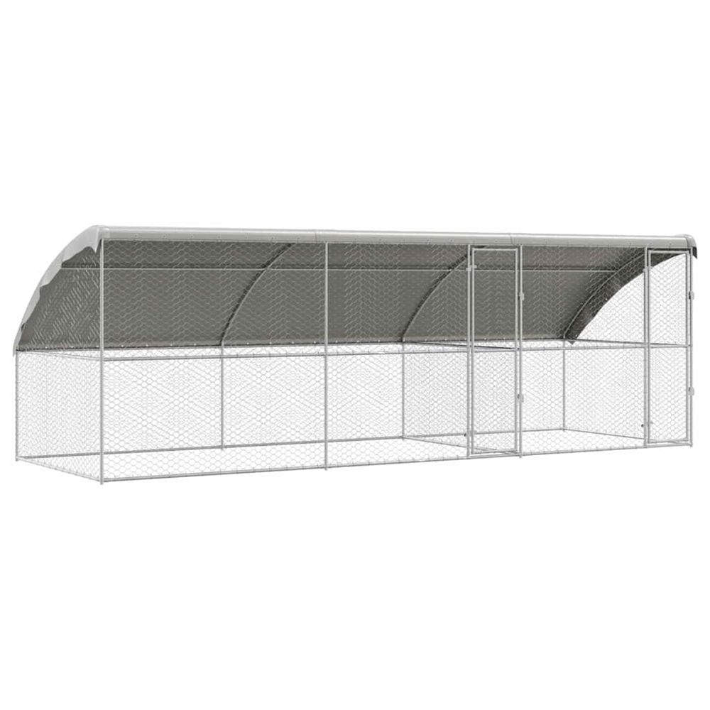Kennel pour chiens 3 pc argenté 6 x 2 x 2 m acier galvanisé