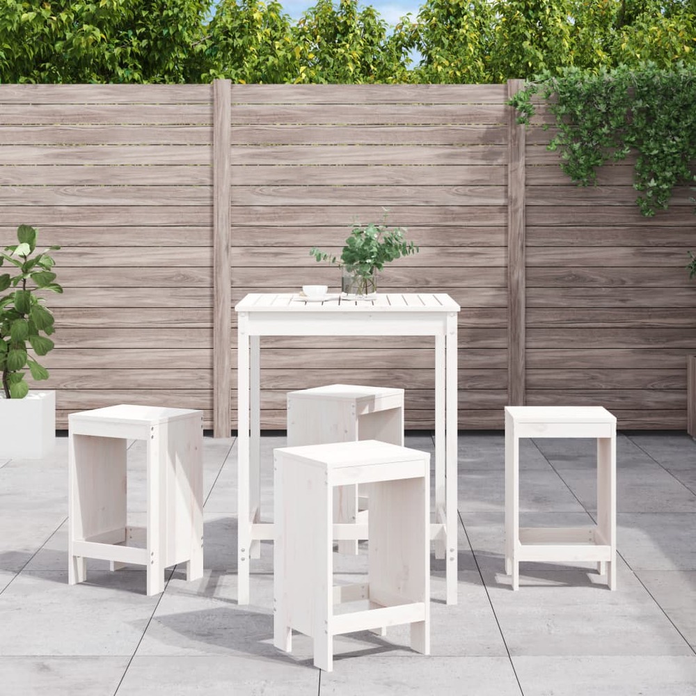 Ensemble de bar de jardin 5 pcs blanc bois massif de pin