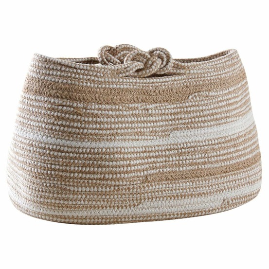 Corbeille de rangement coton beige et blanc