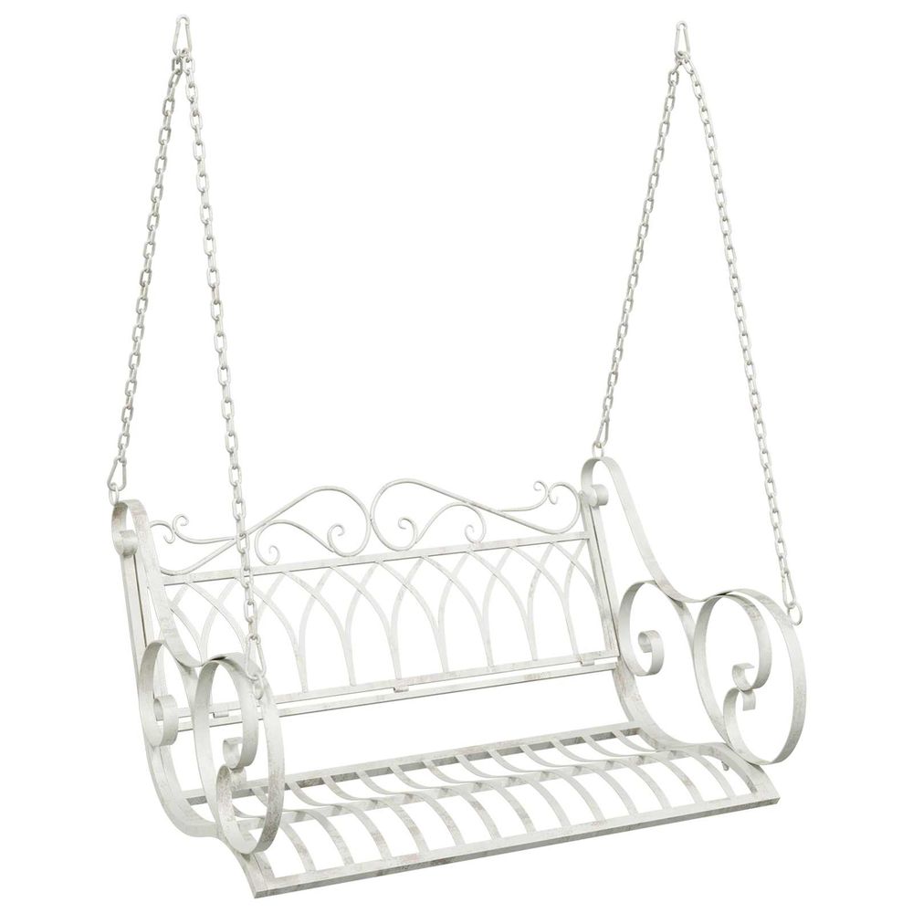 Banc balançoire acier 109 x 75 x 59 cm blanc antique