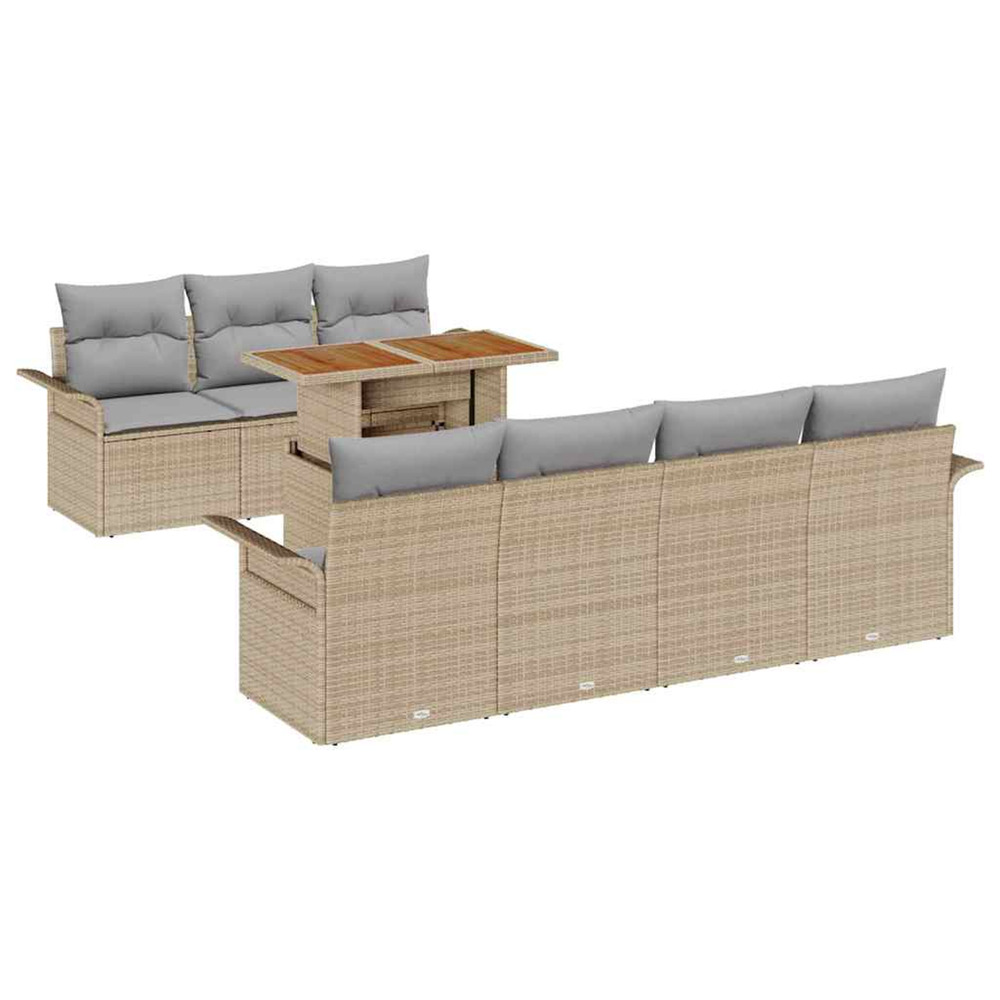 Ensemble de canapé de jardin 8 pcs beige poly rotin