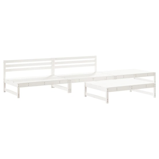 Salon de jardin 4 pcs blanc bois de pin massif