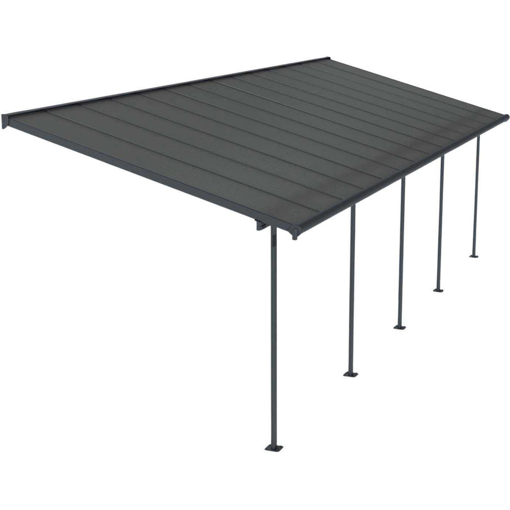 Pergola à adosser en aluminium et polycarbonate gris capri 3 x 8.6 m