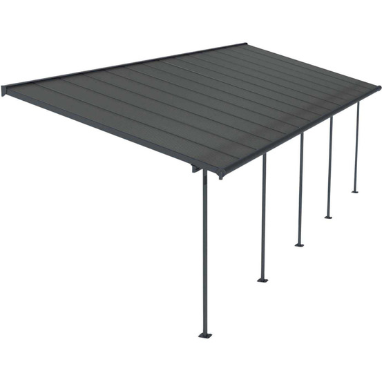 Pergola à adosser en aluminium et polycarbonate gris capri 3 x 8.6 m