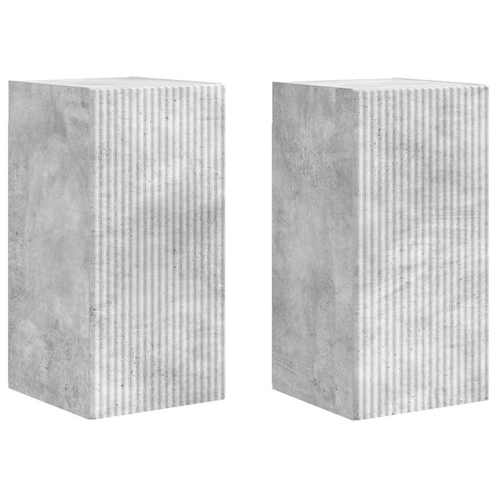 Meuble tv mural 2 pc gris béton bois d'ingénierie