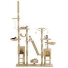 Arbre à chat griffoir grattoir niche jouet animaux peluché en sisal 230-250 cm beige