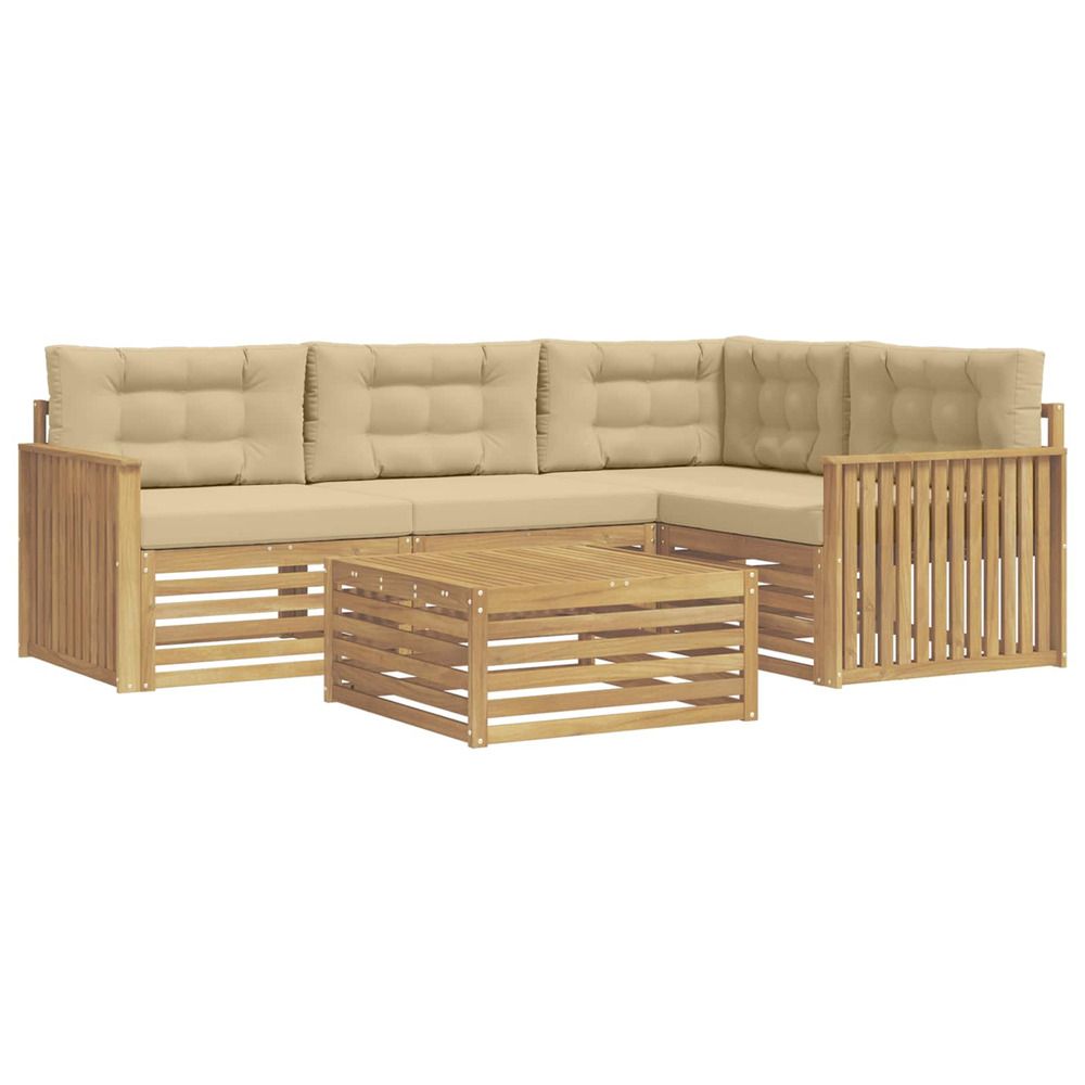 Ensemble de canapés d'extérieur 5 pc blanc et beige polyester