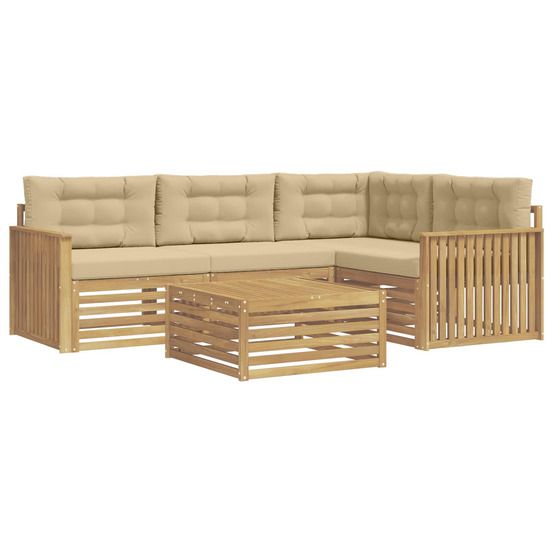 Ensemble de canapés d'extérieur 5 pc blanc et beige polyester