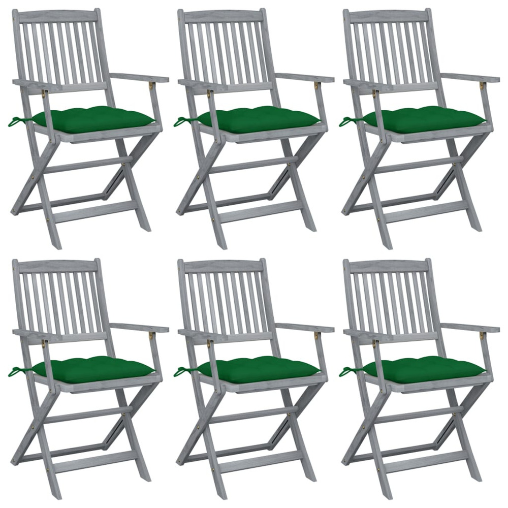 Chaises pliables d'extérieur lot de 6 et coussins bois d'acacia