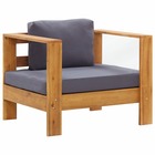Chaise de jardin avec coussin gris foncé bois d'acacia solide