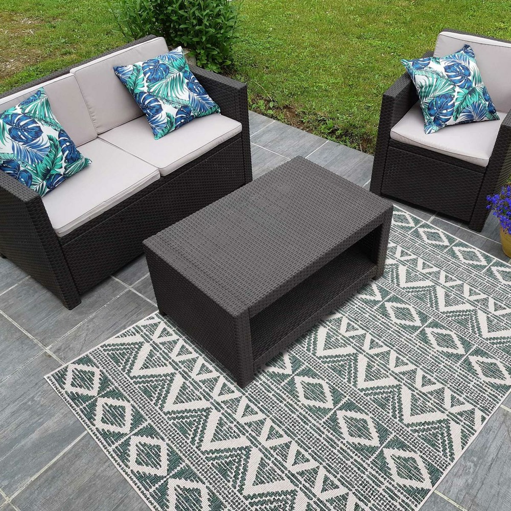 Tapis extérieur, kilim reversible 60x110 lyn2 bg reversible vert