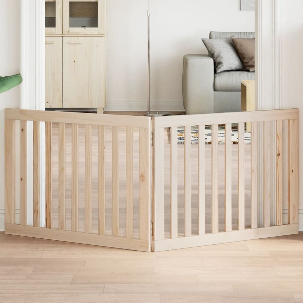 Barrière de sécurité pour chien en bois pliable 160cm brun