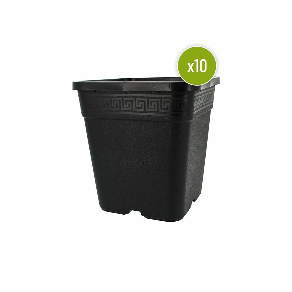 Lot de 10 pots carres noirs 21 x 21 x 24 cm