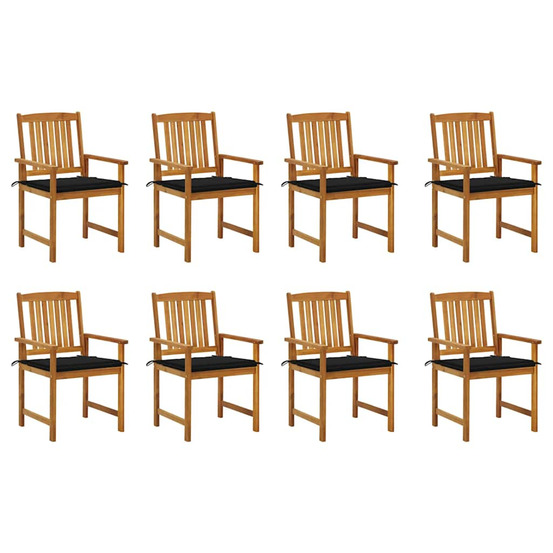 Chaises de jardin avec coussins lot de 8 bois d'acacia solide