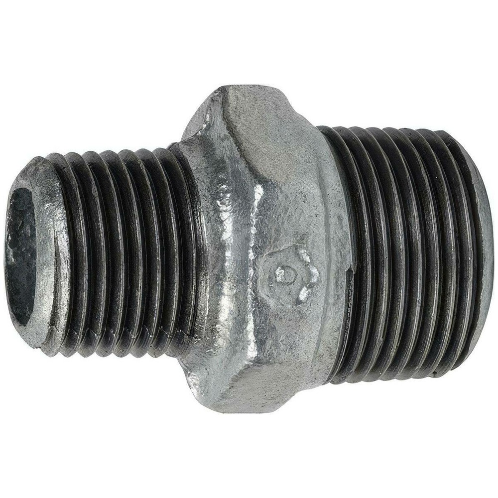 Mamelon réduit mâle-mâle en fonte malléable galvanisée - ø a: 1/2'' | ø b: 3/8''