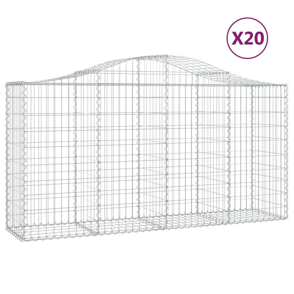 Paniers à gabions arqués 20 pcs 200x50x100/120 cm fer galvanisé