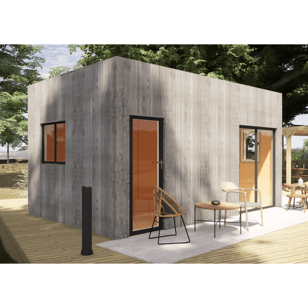 Studio de jardin re2020 en bois 5,5 x 3,5 x 3,2 m / isolation re2020 avec plancher isolé / menuiseries alu k-line
