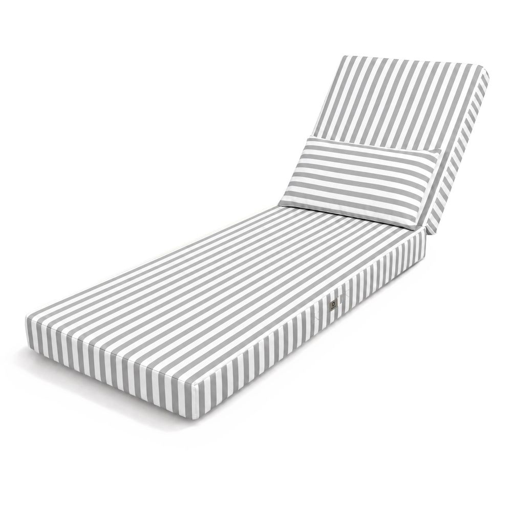 Coussin bain de soleil premium avec coussin - rayures gris clair