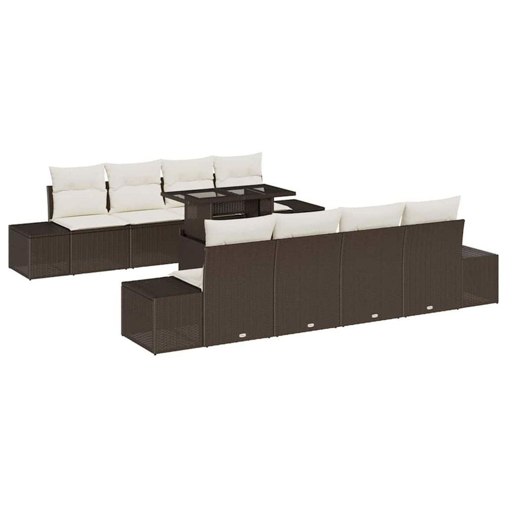 Ensemble de canapé de jardin 9 pc marron et crème polyrotin
