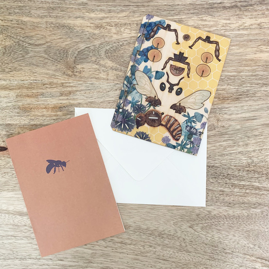 Carte en bois à assembler - abeille