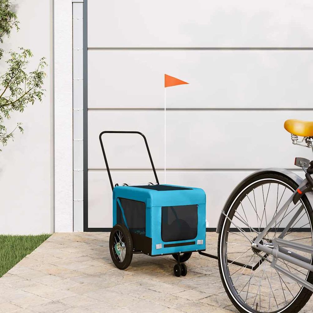 Remorque vélo pour chien 30kg poussette 2-en-1 pour balades bleu