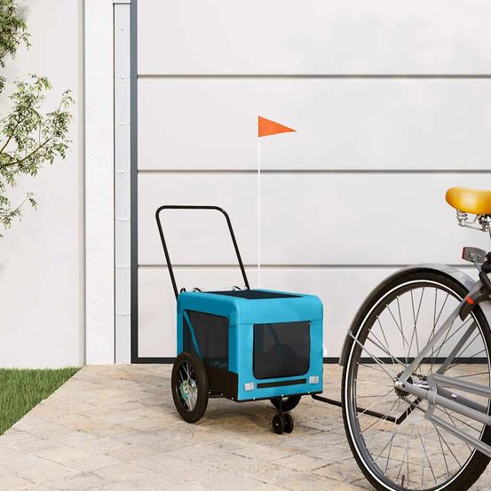Remorque vélo pour chien 30kg poussette 2-en-1 pour balades bleu