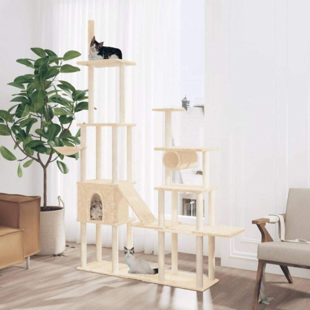 Arbre à chat avec griffoirs en sisal crème 279 cm