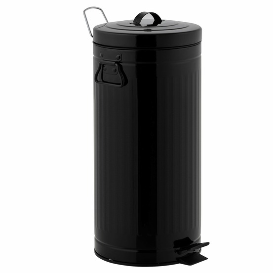 Poubelle de cuisine à pédale brooklyn noir acier inoxydable 30l