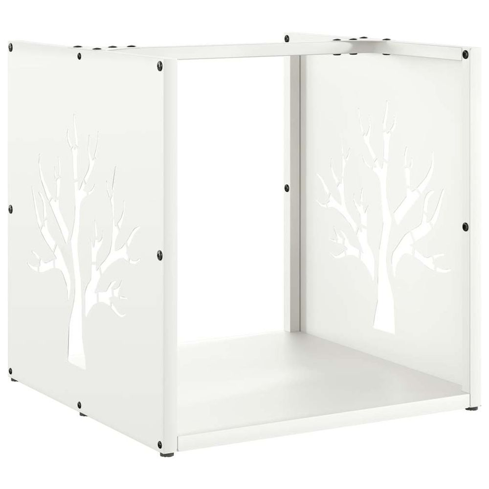Portant de bois chauffage blanc 40x40x40 cm